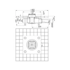 Dallmer Bodenablauf CeraDrain 48 K 10, DN 50, 10 X 10 Cm