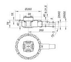 Dallmer TistoPlan Schallschutz-Bodenablauf K 10, DN 40/DN 50, 10 X 10 Cm