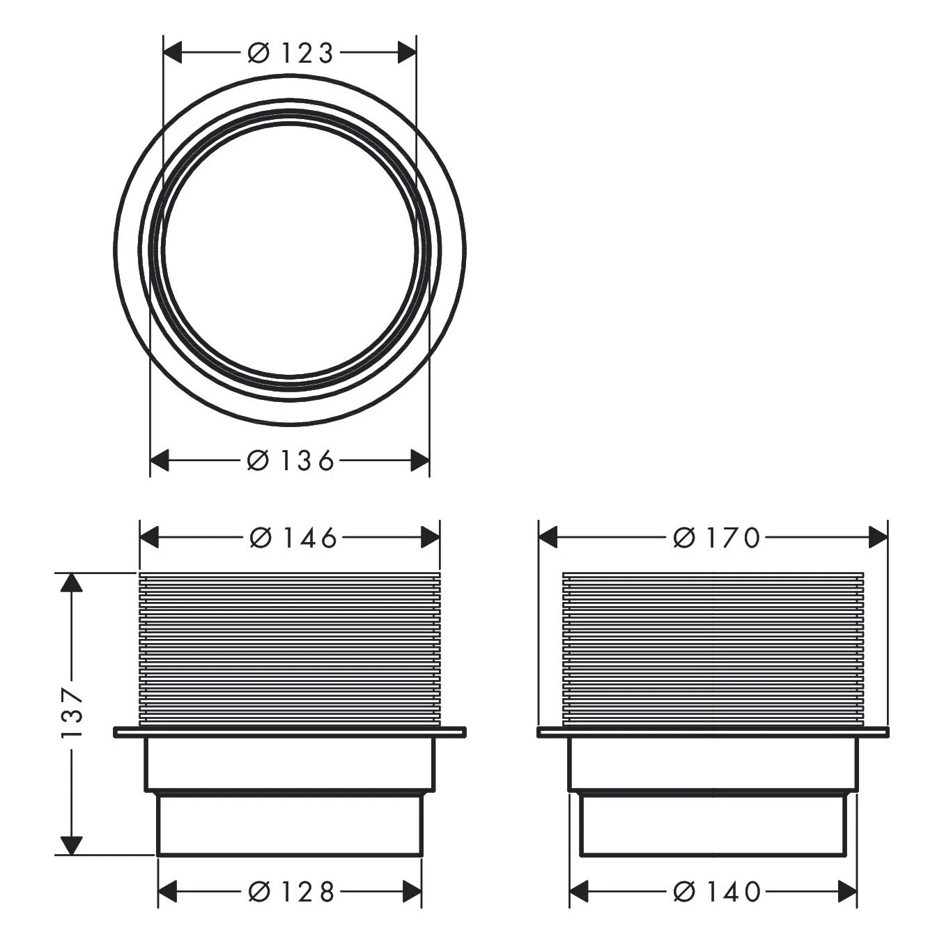 Hansgrohe RainDrain Spot Höhenausgleich Ergänzungsstück 1 Hansgrohe RainDrain Spot Höhenausgleich Ergänzungsstück