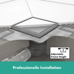 Hansgrohe RainDrain Brilliance Komplettset Punktablauf 15/15 Cm Rückseitig Befliesbar -VIEGA Verkäufe hansgrohe raindrain duschrinnen und punktablaeufe brilliance 11042836