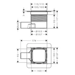 Hansgrohe RainDrain Brilliance Komplettset Punktablauf 10/10 Cm Rückseitig Befliesbar -VIEGA Verkäufe hansgrohe raindrain duschrinnen und punktablaeufe brilliance 11042971