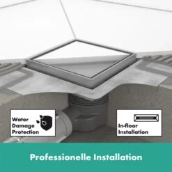 Hansgrohe RainDrain Brilliance Komplettset Punktablauf 10/10 Cm Rückseitig Befliesbar -VIEGA Verkäufe hansgrohe raindrain duschrinnen und punktablaeufe brilliance 11043016