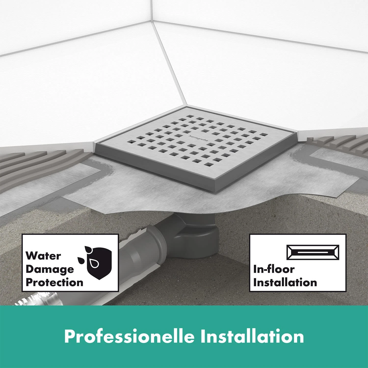 Hansgrohe RainDrain Point Komplettset Punktablauf 15/15 Cm 2 Hansgrohe RainDrain Point Komplettset Punktablauf 15/15 Cm – Bild 2