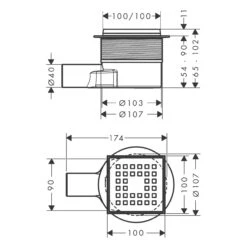 Hansgrohe RainDrain Point Komplettset Punktablauf 10/10 Cm -VIEGA Verkäufe hansgrohe raindrain duschrinnen und punktablaeufe point 11042950