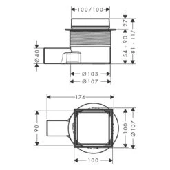 Hansgrohe RainDrain Point Komplettset Punktablauf 10/10 Cm Rückseitig Befliesbar -VIEGA Verkäufe hansgrohe raindrain duschrinnen und punktablaeufe point 11042956