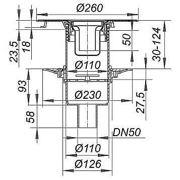 Dallmer Bodenablauf 30 N, DN 50 1 Dallmer Bodenablauf 30 N, DN 50