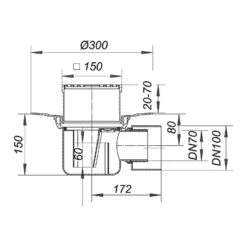 Dallmer Bodenablauf 57 KE, DN 70/DN 100, 15 X 15 Cm