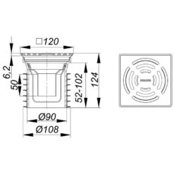 Dallmer Bodenablauf Pronto, DN 100, 12 X 12 Cm