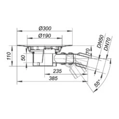 Dallmer Ablaufgehäuse 54, DN 50/DN 70 Mit Doppelkugelgelenk, Verstellbar