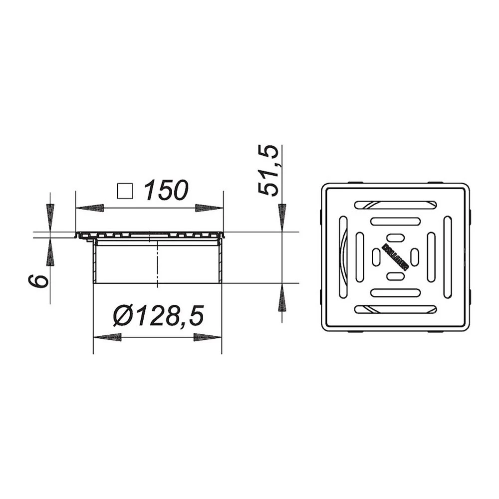 Dallmer Aufsatz VC 15, Seitenverstellbar, 15 X 15 Cm 1 Dallmer Aufsatz VC 15, Seitenverstellbar, 15 X 15 Cm