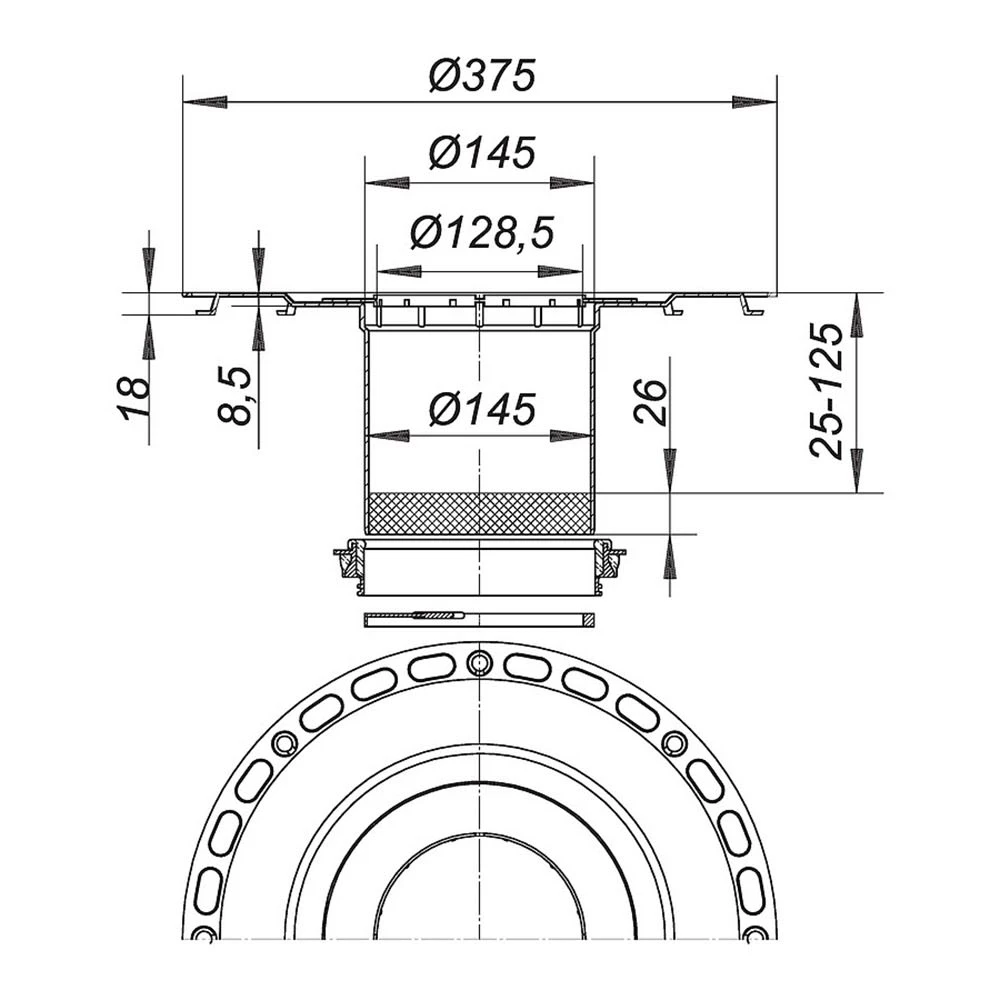 Dallmer Aufstockelement TistoDrain S 15 1 Dallmer Aufstockelement TistoDrain S 15