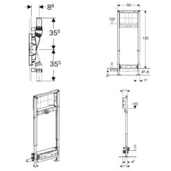 Geberit Duofix Element Für Dusche 130 Cm Mit Wandablauf, Wandarmatur UP D40