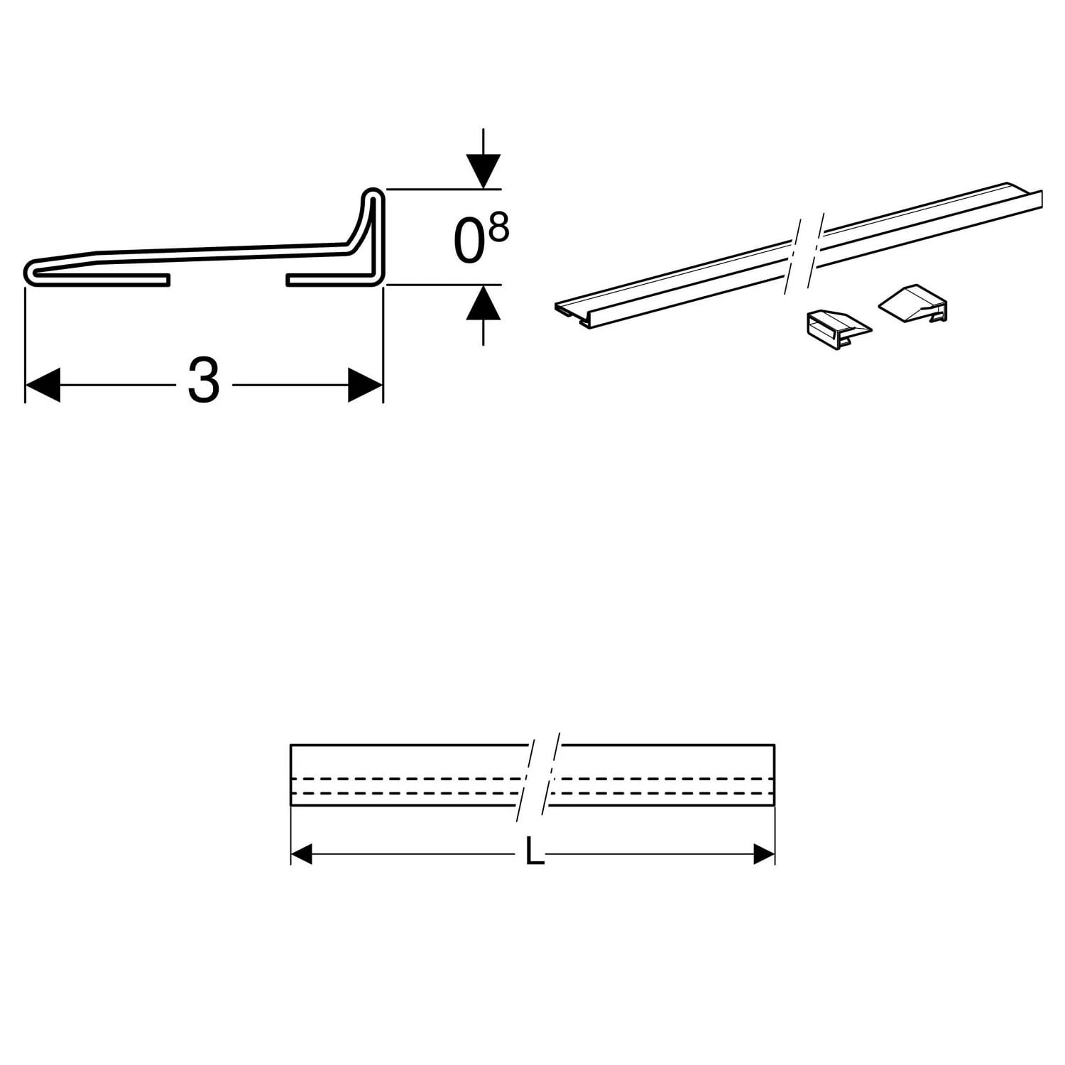 Geberit Kollektorprofil Zu Geberit Wandablauf Für Dusche, 150 Cm 2 Geberit Kollektorprofil Zu Geberit Wandablauf Für Dusche, 150 Cm – Bild 2