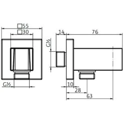 HSK Wandanschlussbogen Eckig Mit Integriertem Handbrausehalter