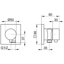 Keuco IXMO 2-Wege Ab- Und Umstellventil Mit Schlauchanschluss Und Brausehalter UP Eckig, Griff Comfort