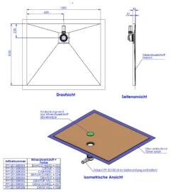 Schedel Plan Plus Mineral-Duschelement Bodeneben 120 X 100 Cm, Ablauf Hinten Mittig