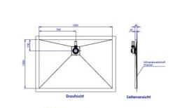 Schedel Plan Plus Mineral-Duschelement Bodeneben 150 X 100 Cm, Ablauf Hinten Mittig