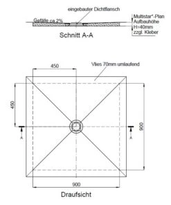 Schedel Plan Duschelement Bodeneben 90 X 90 Cm, Verfliesbar, Ablauf Mittig