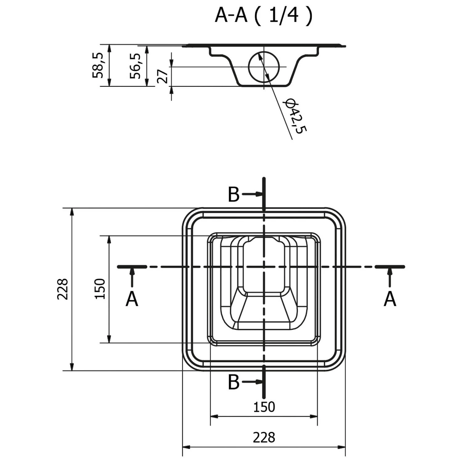 I-Drain Square Punktablauf Basic 15 X 15 Cm 3 I-Drain Square Punktablauf Basic 15 X 15 Cm – Bild 3