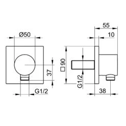 Keuco IXMO Black Selection Schlauchanschluss, Eckig -VIEGA Verkäufe keuco ixmo brausenprogramm black selection schlauchanschluss 6798390