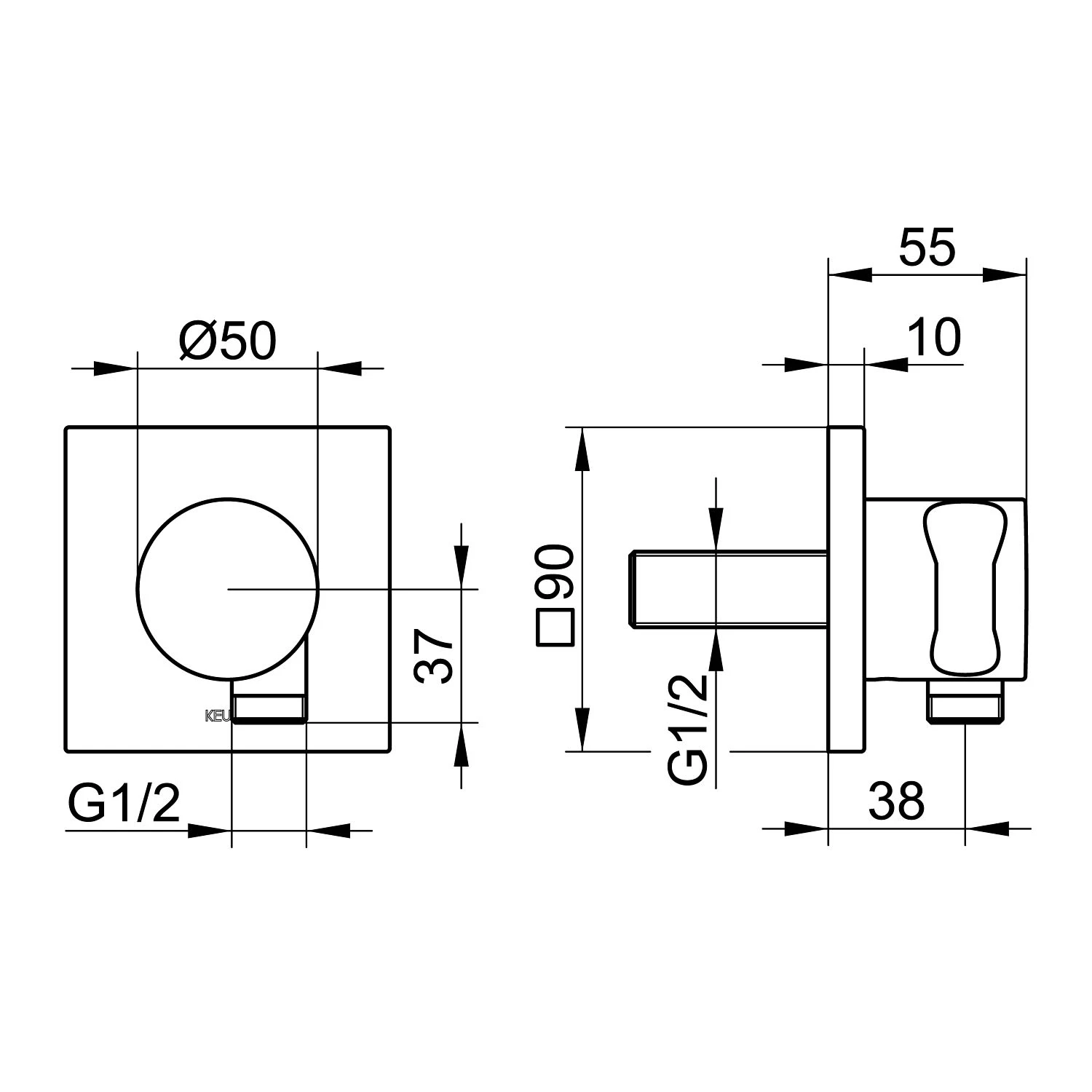 Keuco IXMO Black Selection Schlauchanschluss Mit Brausehalter, Eckig 4 Keuco IXMO Black Selection Schlauchanschluss Mit Brausehalter, Eckig – Bild 4