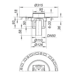 Dallmer TistoPlan Bodenablauf Senkrecht K 10, DN 50, 10 X 10 Cm